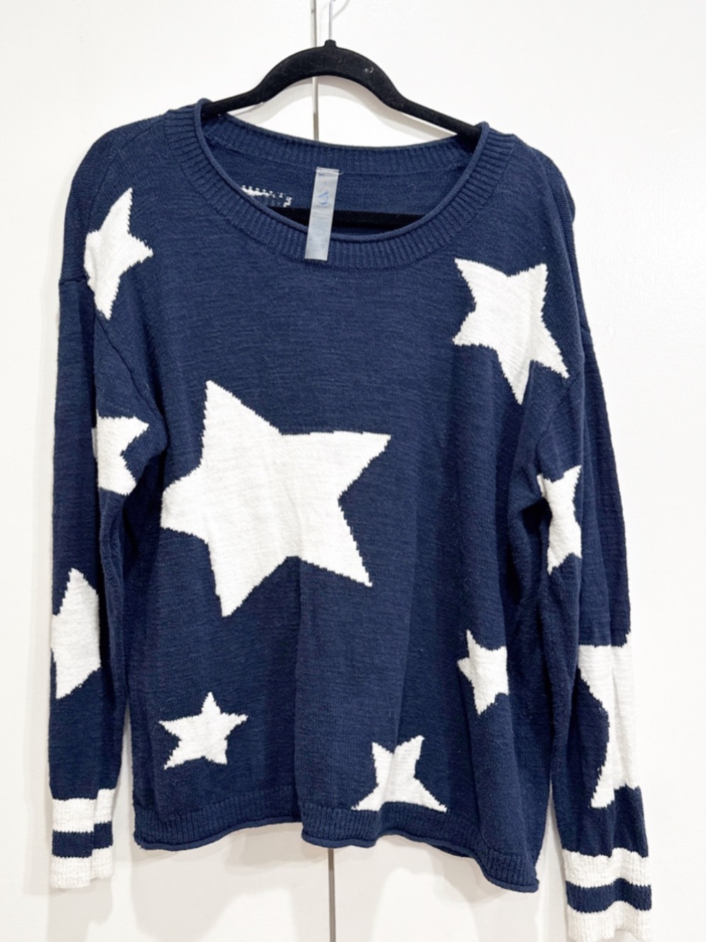 Loft Lou & Grey Navy White Star Sweater Size Latge - Picture 2 of 4